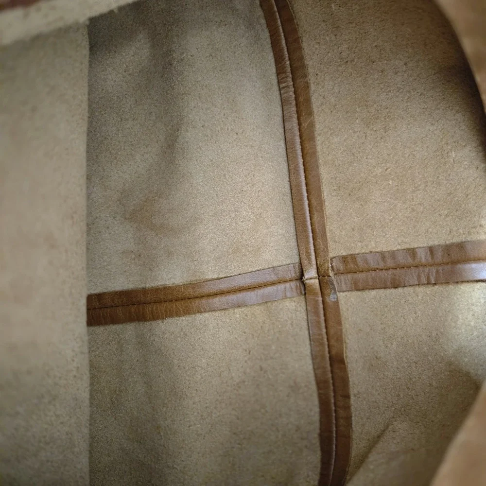 Genuine Leather Pillow Cover 20x20 Cognac Tan Brown Patchwork Square Rustic